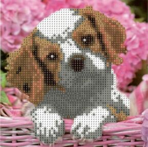 Алмазна мозаїка 18х18 JUB20598 Щеня в гортензії "Strateg"