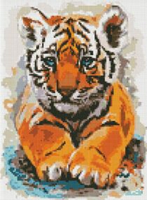 Алмазна мозаїка 30х40 АМО7483 Маленьке тигреня "Ідейка"