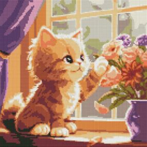 Алмазна мозаїка 40х40 АМО7811 Веселе кошеня "Ідейка"