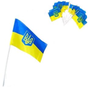 Прапор України 20х30 см  з гербом зі штоком 780050 Прапор України 20х30 см  з гербом зі штоком 780050