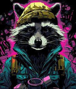 Розпис по номерах 30х40 FH-3 Єнот у сучасному світі на чорному фоні "Strateg"