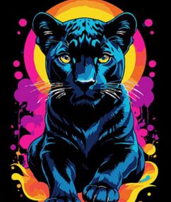 Розпис по номерах 30х40 FH-18 Яскравість пантери на чорному фоні "Strateg"