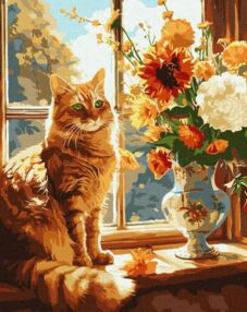 Розпис по номерах 40х50 КНО6604 Рудий котик "Ідейка"