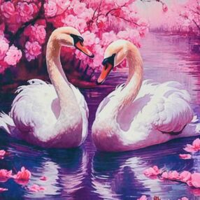 Алмазна мозаїка 30х30 HEE16342 Казкові лебеді "Strateg"