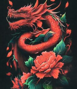 Алмазна мозаїка 40х50 SK88215 Дракон у червоному полум'ї "Strateg"