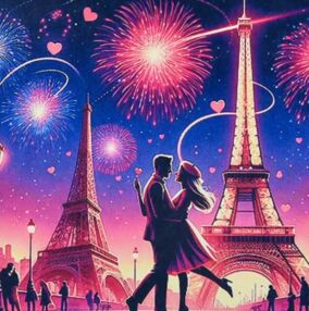 Алмазна мозаїка 30х30 HEE16348 Нічна магія Парижу "Strateg"