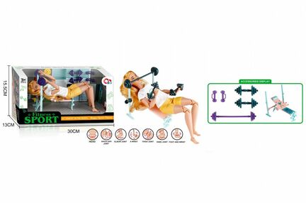 лялька фітнес 29см з спортивними аксесуарами JJ8715-1Q лялька фітнес 29см з спортивними аксесуарами JJ8715-1Q