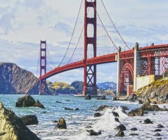 Алмазна мозаїка 30х40 HEG86113 Міст Золоті Ворота "Strateg"