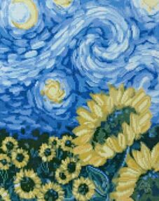 Алмазна мозаїка 30х40 HX506 Соняшники у стилі Ван Гога "Strateg"