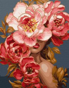 Розпис по номерах 40х50 КНО8433 Квітуча грація з фарбами металік "Ідейка"