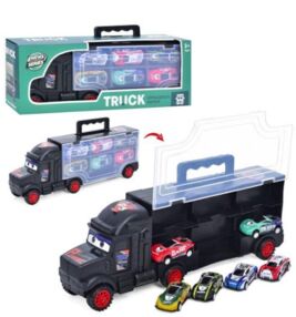 Набір машинок трейлер гараж  6 металевих машинок G10