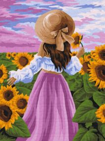 Розпис по номерах 30х40 RBS51571 Леді в соняшниках brushme Брашми