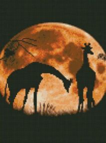 Алмазна мозаїка 30х40 HX025 Жираф на фоні місяця "Strateg"