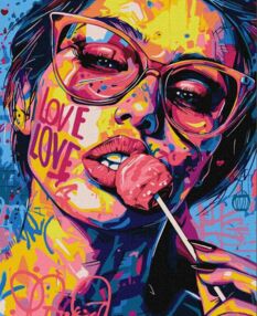 Розпис по номерах 40х50 КНО5128 Дівчина з цукеркою "Ідейка"