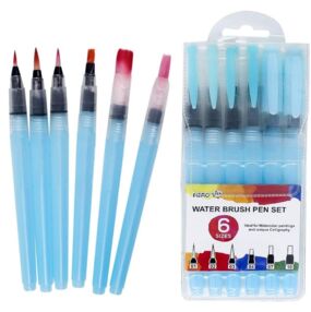 Пензлики з контейнером для води набір 6 штук різні розміри