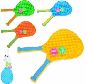 Ракетка  дитяча 2 штуки мячик пластиковий 1 штука воланчик мікс кольорів MR 1164