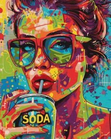 Розпис по номерах 40х50 КНО5126 Дівчина з содовою "Ідейка"