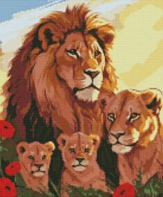 Алмазна мозаїка 40х50 АМО7893 Родина левів "Ідейка"