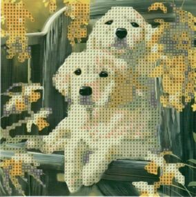 Алмазна мозаїка 18х18 JUB14403 Маленькі лабрадори "Strateg"