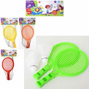 Ракеткаи дитячі 2 штуки, воланчик , 4 кольори, сітка M 6123