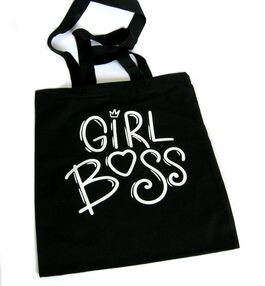 Сумка - шопер 35 х 40 см бязь чорна Girl boss Kvarta 4228