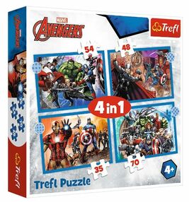 Пазли 4 в 1 Хоробрі месники MARVEL  Trefl 34386