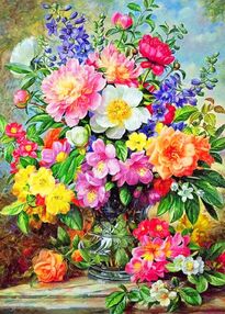 Алмазна мозаїка 30х40 JSDF73524 Квіти натюрморт "Strateg"