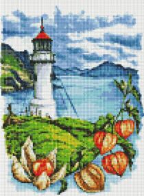 Алмазна мозаїка б/підрамн 30х40 АМС7668 Маяк з фізалісами "Ідейка"