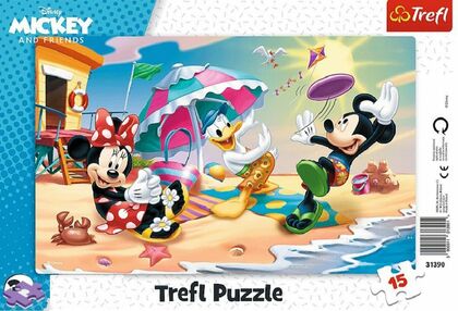 пазли 15 елементів рамкові пляжні ігри дісней міккі маус Trefl 31390