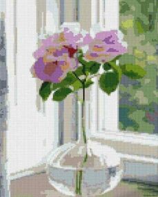 Алмазна мозаїка 30х40 KB103 Квітка на підвіконні "Strateg"
