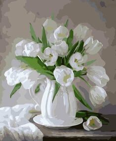 Розпис по номерах 30х40 SS-6607 Букет білих тюльпанів "Strateg"