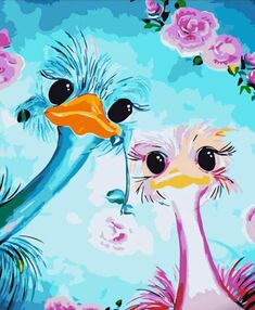 Розпис по номерах 30х40 SS-6676 Пара страусів "Strateg"