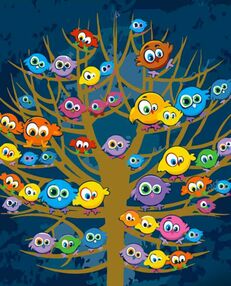 Розпис по номерах 30х40 SS-6684 Дерево з пташечками "Strateg"