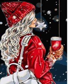 Розпис по номерах 30х40 SS-6822 Дівчина з кавою "Strateg"