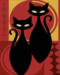 Розпис по номерах 40х50 DY440 Два абстрактні котики "Strateg"