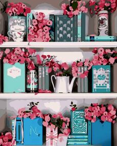 Розпис по номерах 40х50 GS1222 Поличка з квітами "Strateg"