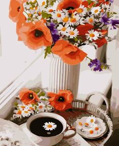 Розпис по номерах 40х50 GS1237 Польові квіти з чаєм "Strateg"