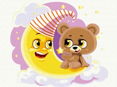 Розпис по номерах 30х40 KBS0088 Metalic\флуоресцентні Сонний ведмедик brushme Брашми