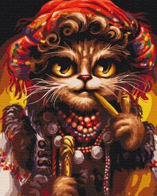 Розпис по номерах 40х50 BS53666 Киця Гуцулка brushme Брашми