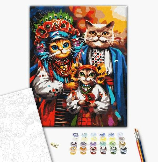 Розпис по номерах 40х50 BS53690 Сім'я котиків-козаків brushme Брашми Ціна (цена) 176.90грн. | придбати  купити (купить) Розпис по номерах 40х50 BS53690 Сім'я котиків-козаків brushme Брашми доставка по Украине, купить книгу, детские игрушки, компакт диски 1