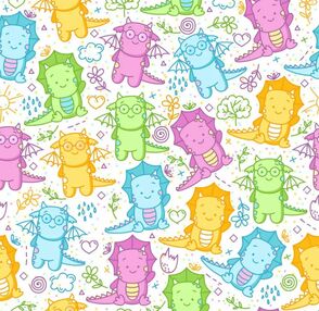 Розпис по номерах 30х30 ES192 Різнокольорові дракоши "Strateg"