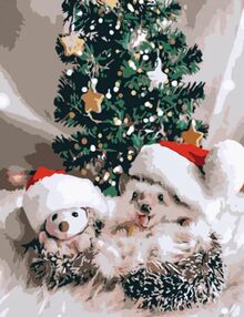 Розпис по номерах 30х40 SS-6838 Їжачки під ялинкою "Strateg"