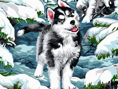 Розпис по номерах 30х40 SS-6842 Хаски під ялинкою "Strateg"