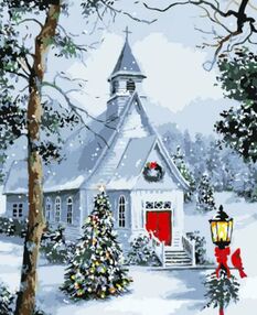Розпис по номерах 40х50 GS1552 Хатинка у снігу "Strateg"