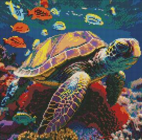 Алмазна мозаїка 40х40 АМО7617 Мешканці підводного світу "Ідейка"