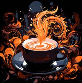 Розпис по номерах 30х30 SH3030-14 Аромат кави в повітрі на чорному фоні "Strateg"