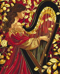 Розпис по номерах 40х50 BS54036 Мелодія золотої арфи з фарбими металік brushme Брашмі