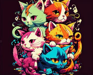 Алмазна мозаїка 30х40 HEG86892 П'ять котиків "Strateg"