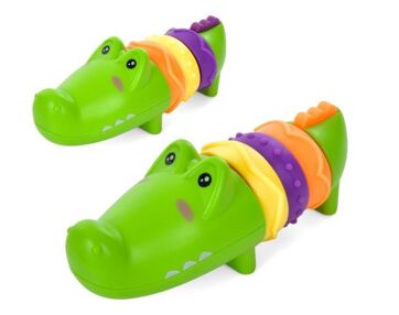 Брязкальце 14 см крокодил трищітка 2 кольори 8398-1
