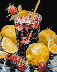 Розпис по номерах 40х50 AH1060 Ягідний морс на чорному фоні "Strateg"